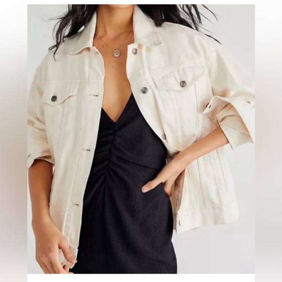 NWT Free People Jolene Trucker Denim Jacket in Ecru Size XS $128 - Picture 5 of 15
